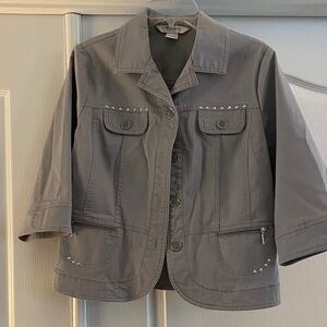 TanJay Charcoal Jean Jacket with Stud Accents